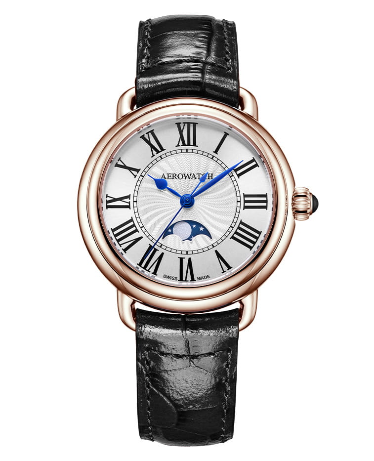 Aerowatch Aerowatch 1942 43960 RO03  43960 RO03 кварцевые женские часы серебристый циферблат, браслет кожаный — вид спереди